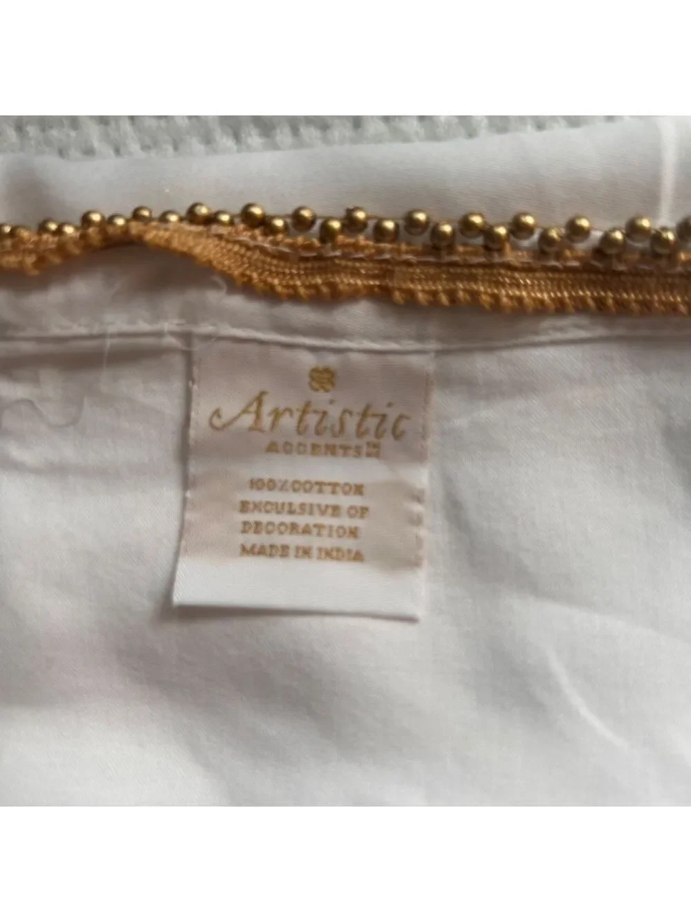 Artistic Accents Cotton Napkins w Gold Metal Trim Set of 4 19x20